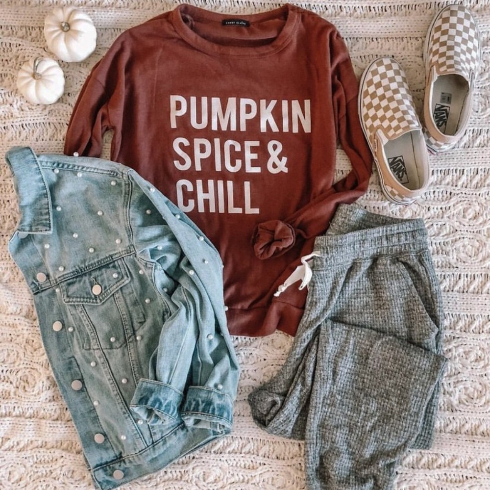 Pumpkin spice and chill graphic top